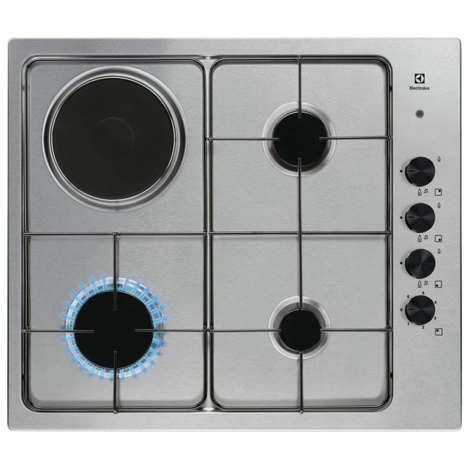 Electrolux EGL62821OX Serie 300 Piano cottura Misto 60 cm 3 fuochi gas 1 piastra elettrica 1000 W Sicurgas colore Inox