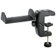 König and Meyer 16085 Supporto per cuffie con morsetto da tavolo Fino a 2 cuffie standard e 2 auricolari in-ear Rotazione 90° Materiale Acciaio colore Nero