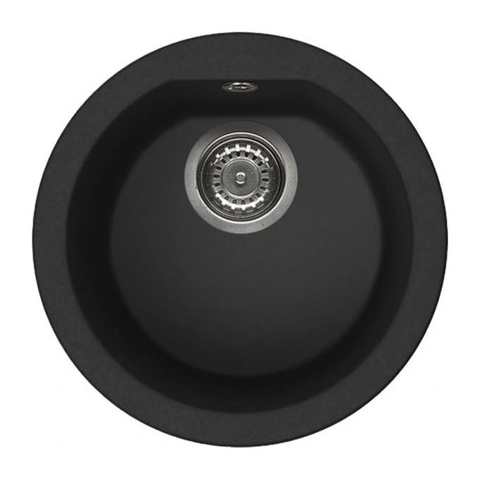Elleci LGFROU40 Fox Round Lavello da Cucina 1 Vasca Tonda Sopratop in Granitek Nero diametro 45 cm colore Nero