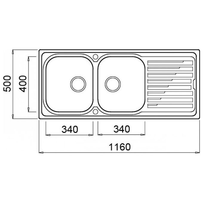 Elleci LIK500SACDX Sky 500 Lavello Inox gocciolatoio sinistro 2 Vasche 116 cm