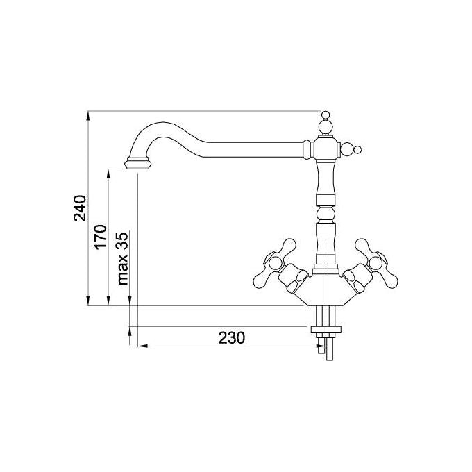 Elleci MIKTAGCR - Miscelatore da cucina doppio comando, da incasso, Acciaio inox, canna girevole, 17 cm, Cromo