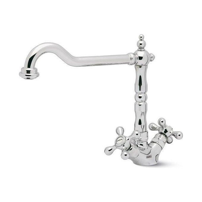 Elleci MIKTAGCR - Miscelatore da cucina doppio comando, da incasso, Acciaio inox, canna girevole, 17 cm, Cromo