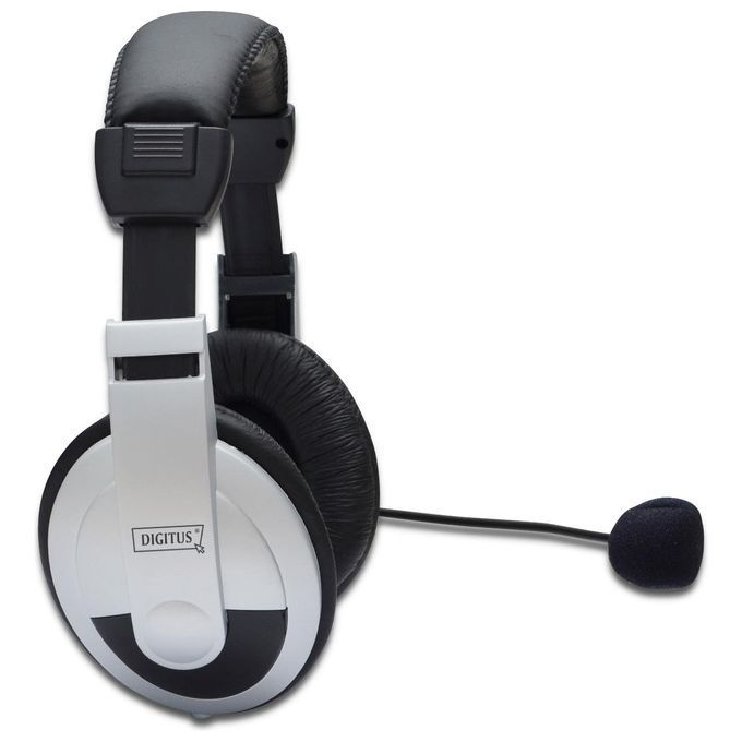 Digitus Cuffie Multimedia Con Controllo Volume, Auricolari Imbottiti, Cavo Mt. 1,8