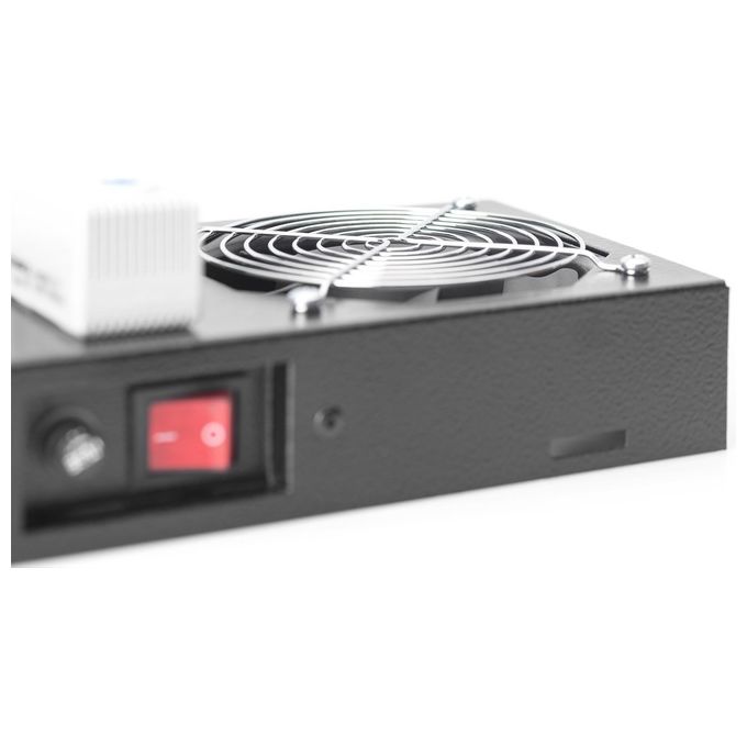 Digitus DN-19FAN2WMTSW Unita' Ventilatore da Tetto 2 Ventole Integrati Termostato Regolabile 4,6 m³-min 47 dB Alimentazione AC con Spina Tipo F colore Nero