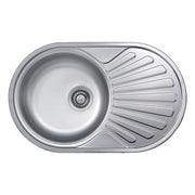 Elleci Special Round 770 LIX770SACRS - Lavello da incasso 1 vasca + gocciolatoio, Acciaio inox satinato, 77x48 cm, da incasso, Inox satinato
