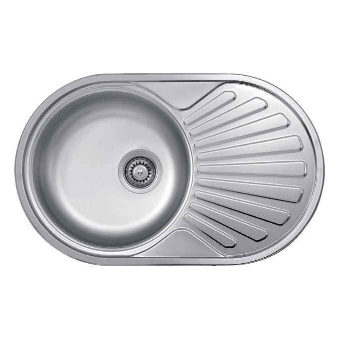 Elleci Special Round 770 LIX770SACRS - Lavello da incasso 1 vasca + gocciolatoio, Acciaio inox satinato, 77x48 cm, da incasso, Inox satinato