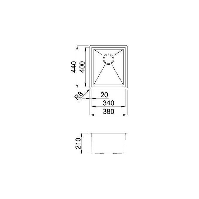 Elleci LIQ340SAC Square 340 Lavello da incasso 1 vasca in acciaio inox satinato 38x44 cm colore Inox