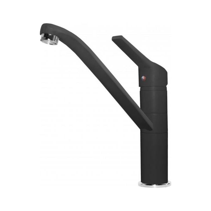Elleci Teseo MGKTES40 - Miscelatore da cucina Mono Splitcomando, da incasso, Granitek, canna girevole, 23,4 cm, Nero