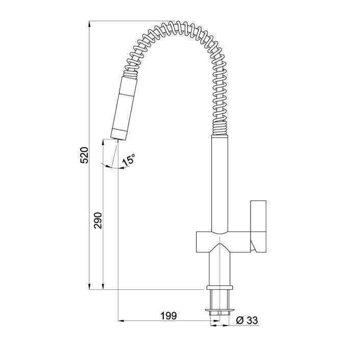 Elleci Dionisio MIKDNSCR - Miscelatore da cucina Mono Splitcomando, da incasso, Acciaio inox, canna girevole con doccetta estraibile, 52 cm, Cromo