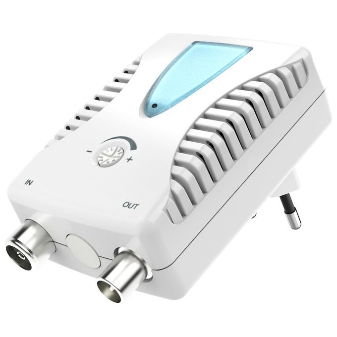 Hama 205234 Amplificatore TV Antenna Coax 25dB Regolabile 40-862 MHz Alimentazione 230V colore Bianco
