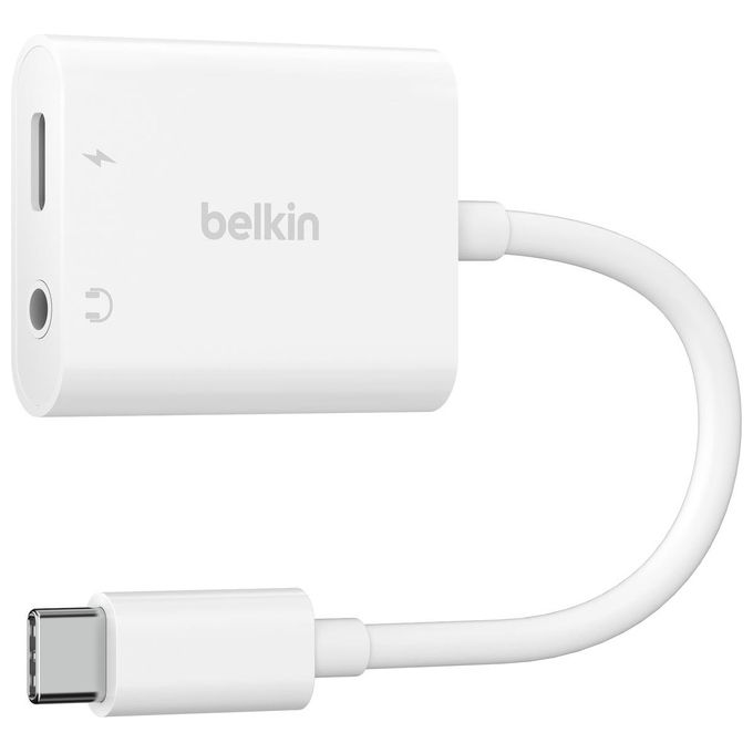 Belkin NPA004btWH RockStar Adattatore Audio 3.5 mm + USB C Ricarica Rapida 60 W colore Bianco