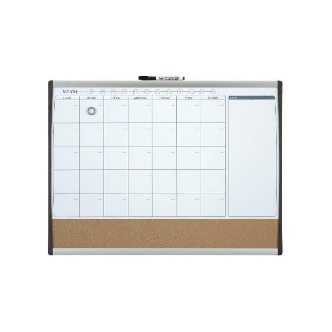 Nobo 1903813 Lavagna Combinata Magnetica Mensile con Pannello Sughero 58,5x43 cm colore Nero