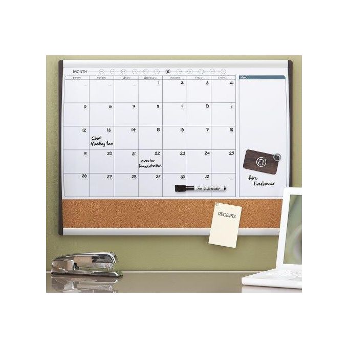 Nobo 1903813 Lavagna Combinata Magnetica Mensile con Pannello Sughero 58,5x43 cm colore Nero