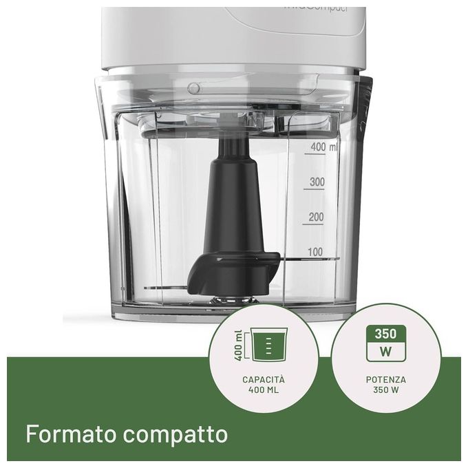 Imetec 7473 TritaCompact Tritatutto Elettrico 0.4 L 350 W 2 Lame Acciaio Inox colore Bianco Verde