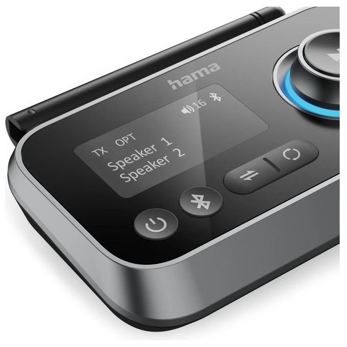 Hama 00205322 Link.it Duo Adattatore Bluetooth Trasmettitore e Ricevitore 2 in 1 Bluetooth 5.2 aptX Low Latency Portata 10 m colore Nero