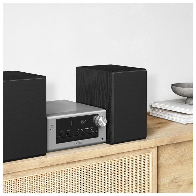 Panasonic SC-PM702EG-S Micro Hi-Fi Stereo CD Radio DAB+ FM Bluetooth 80W colore Argento