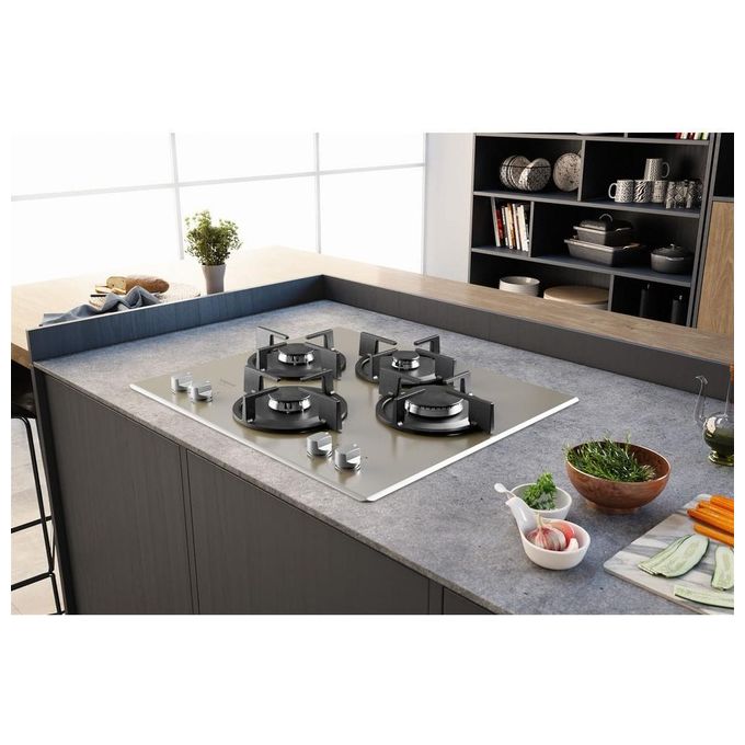 Hotpoint HAGD 61S-CH Diamond Piano cottura Gas 60 cm 4 fuochi Vetro Griglie Ghisa Accensione Elettrica colore Champagne