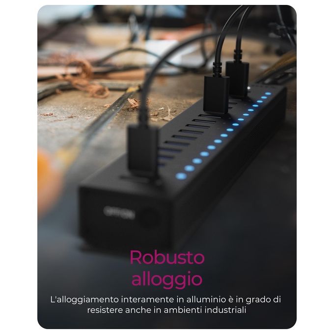 ICY BOX 60994 IB-HUB1717-U3 Hub USB 3.2 Gen 1 con 17 Porte Type-A 5 Gbit-s Alimentatore Incluso colore Nero