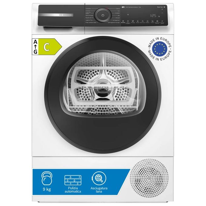 Bosch WQH245B0IT Serie 6 Asciugatrice Pompa di Calore 9 Kg Classe A Condensatore Autopulente Wi-Fi SmartDry (84x60x61 cm) colore Bianco