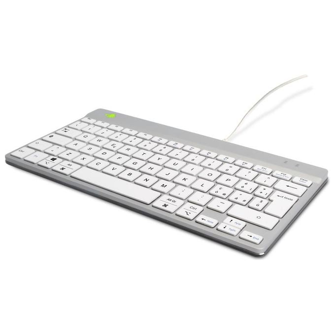 R-Go Tools RGOCOITWDWH Tastiera Ergonomica Compact Break Mini USB QWERTY IT con Software Break colore Bianco