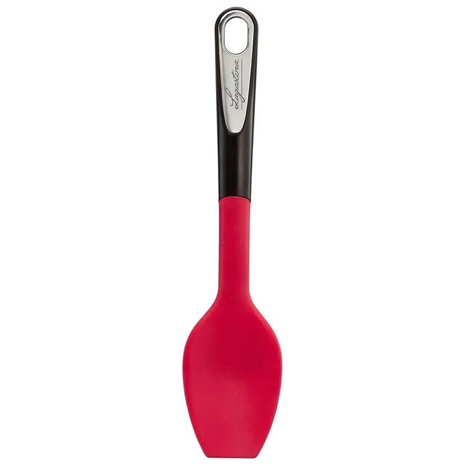 Lagostina 012196000010 Ingenio Smart Cucchiaione in Silicone Anello Antiscivolo Antiaderente Lavastoviglie colore Nero Rosso