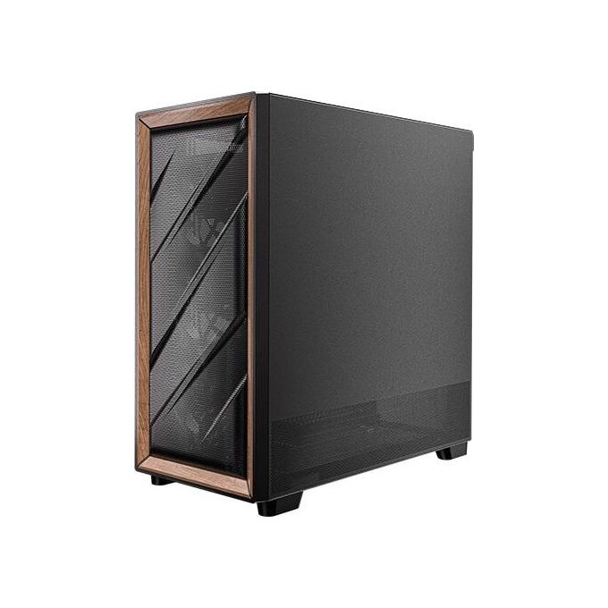 Antec FLUX Case PC Midi Tower Supporto E-ATX Pannello Laterale in Vetro Temperato e Inserti in Legno colore Nero