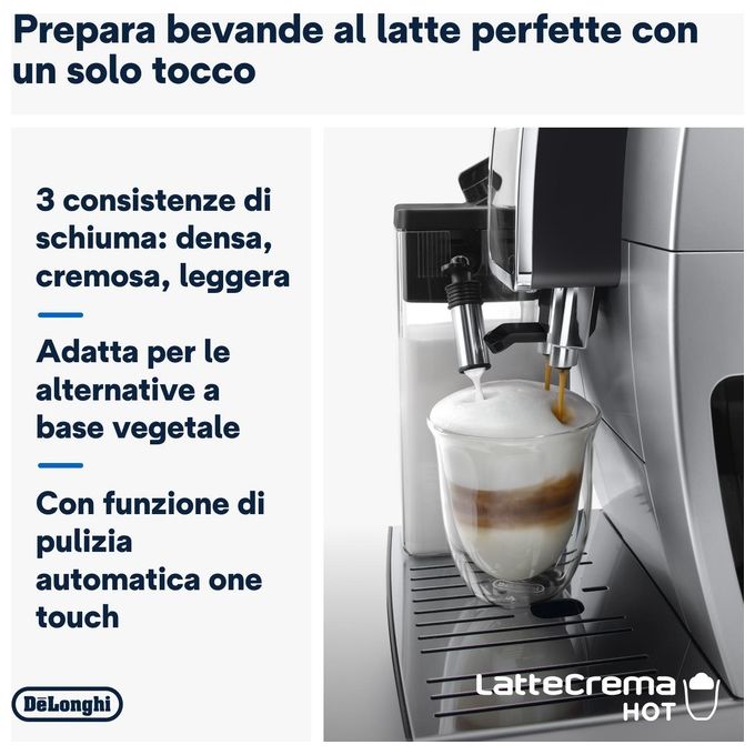 De'Longhi ECAM380.85.SB Dinamica Plus Macchina da caffe' Automatica 1,8 L 15 bar 1450 W LatteCrema Hot 24 bevande colore Nero Argento