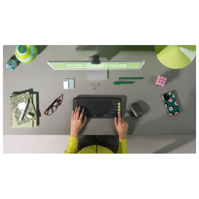 Logitech 920-013115 POP ICON COMBO Tastiera e Mouse Bluetooth Programmabili QWERTY ITA Silenzioso con Tasti a Basso Profilo e App Logi Options+ colore Grafite