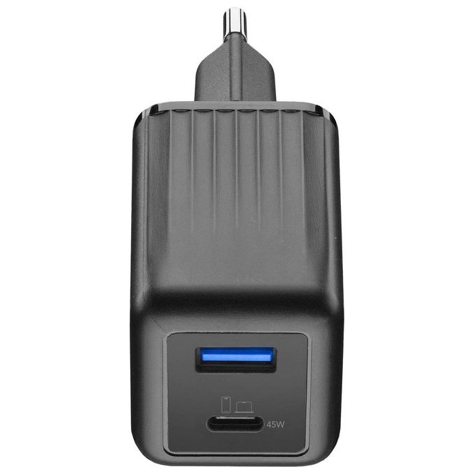 Cellularline ACHUSBGAN2PD45WK Multipower Micro Caricabatterie da Rete 45W 2 Porte USB GaN Super Fast Charging colore Nero