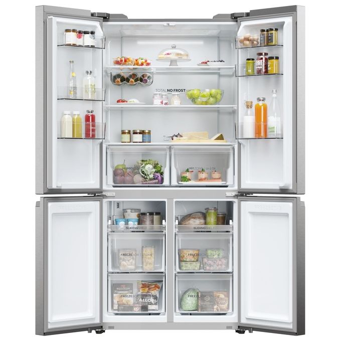 Haier HCR5919ENMP Cube 90 Serie 5 Frigorifero Americano 4 Porte 528 L 190 cm Classe E 38 dB Total No Frost colore Platino Inox
