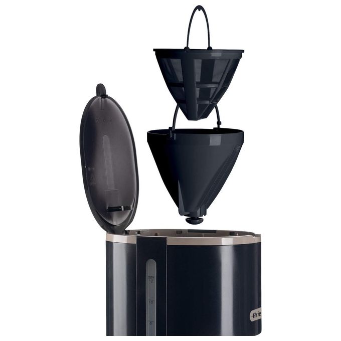 Ariete 1394 Breakfast Macchina da caffe' Filtro 12 Tazze Antigoccia Mantenimento Calore 900W colore Grigio Scuro