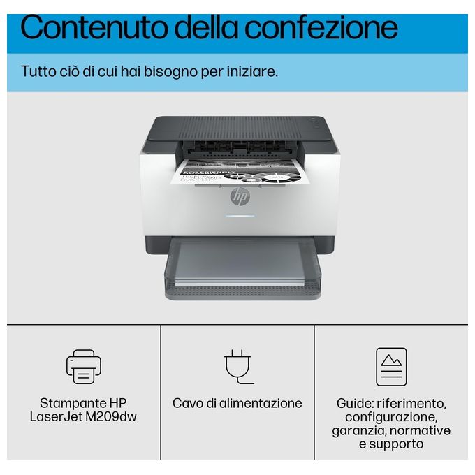 HP 6GW62F LaserJet M209DW Stampante Laser Monocromatica Singola Funzione Fronte Retro 30 ppm WiFi USB Ethernet colore Grigio