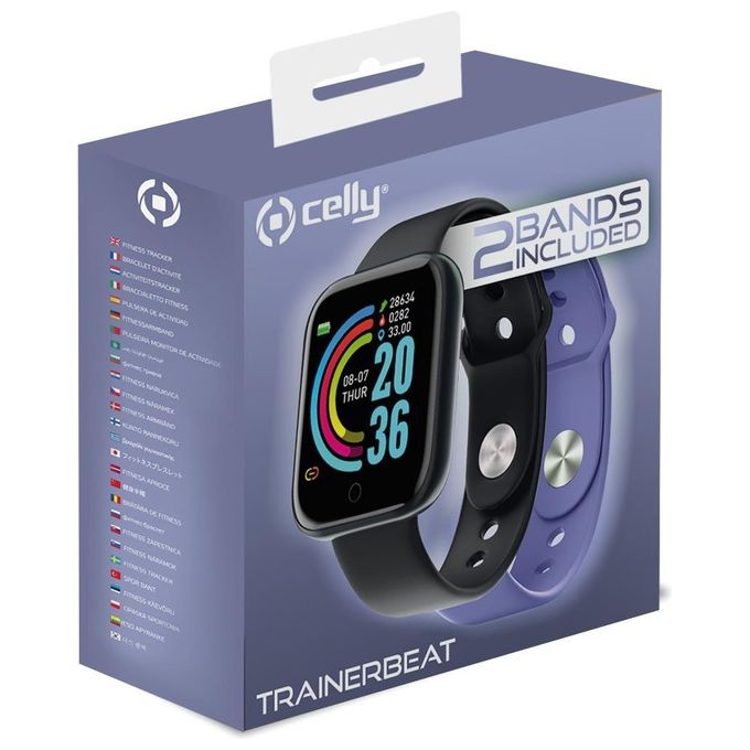 Celly TRAINERBEAT Smartwatch 1.44'' Fitness Tracker Cardiofrequenzimetro Monitor Sonno Notifiche Android iOS IP67 colore Nero