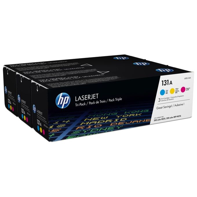 HP 131A Confezione da 3 giallo, cyan, magenta originale LaserJet cartuccia toner ( U0SL1AM )