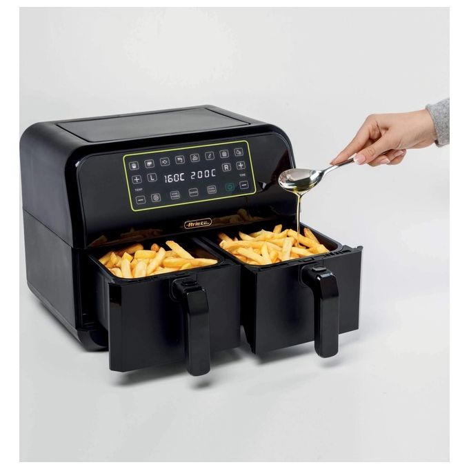 Ariete 4623 Airy Fryer Dual Friggitrice ad aria 8 L 1700 W Doppio Cestello 8 Programmi Display LED Touch colore Nero