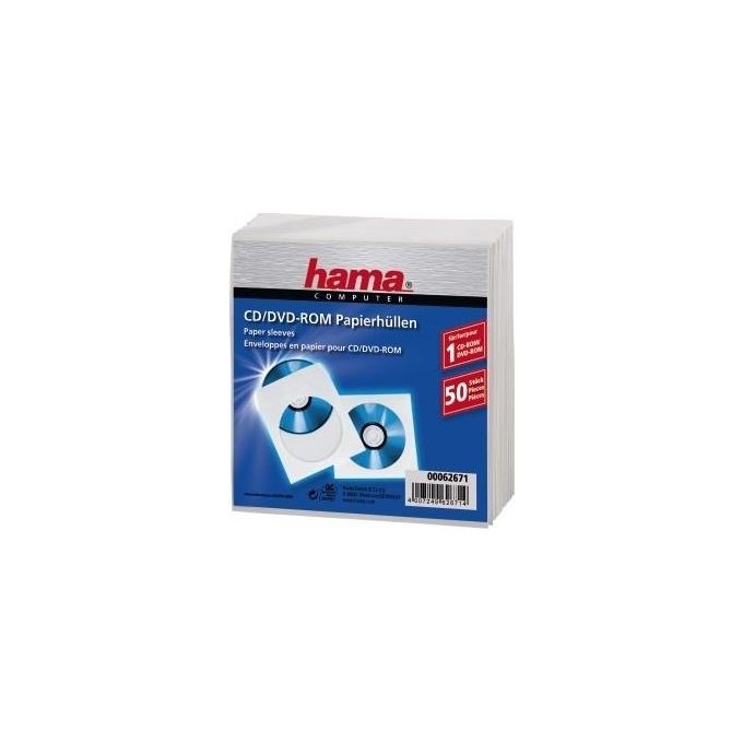 Hama CD-ROM Bustine di Carta Bianche 50 Pezzi