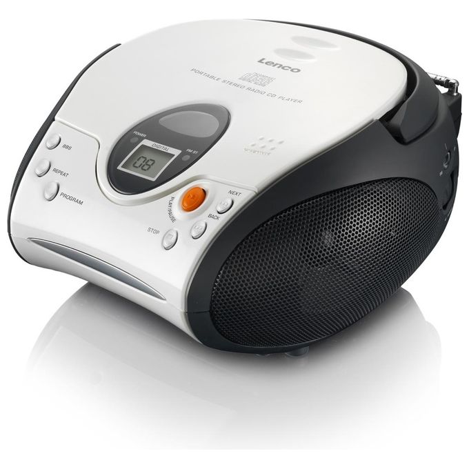 Lenco SCD-24 Stereo Boombox Radio FM Cd-Player Bianco
