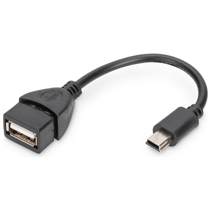 Digitus cavo adattatore usb 2.0 otg, connettori mini usb ''b'' maschio - usb ''a'' femmina, 20 cm