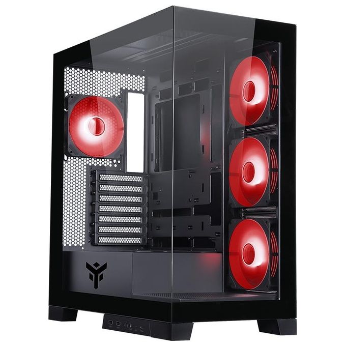 Itek ITGCASB45B SHOWBUI PC Case Tower Gaming ATX 4 Ventole ARGB 12cm 2xUSB3 Type-C Pannello Vetro Temperato colore Nero