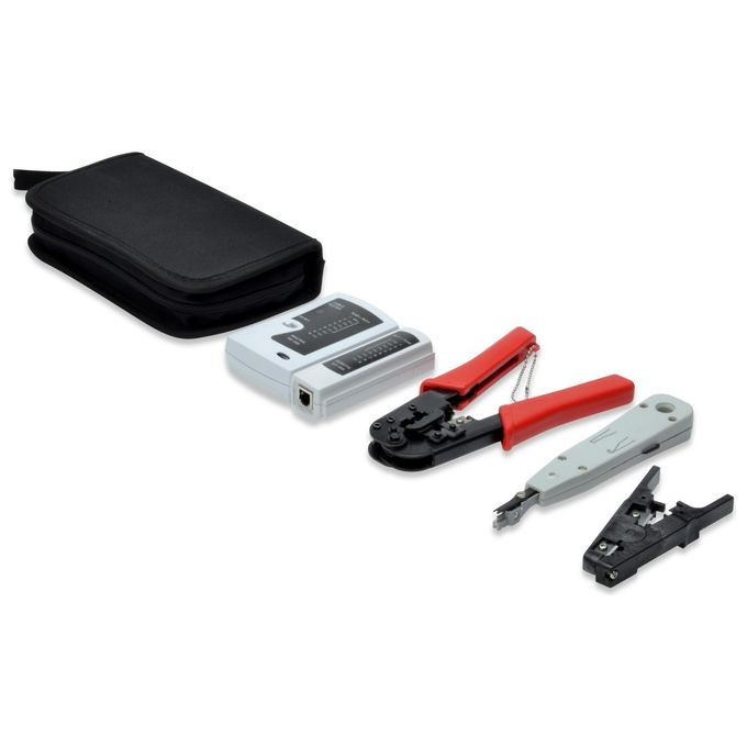Digitus set attrezzi assemblaggio reti e tester