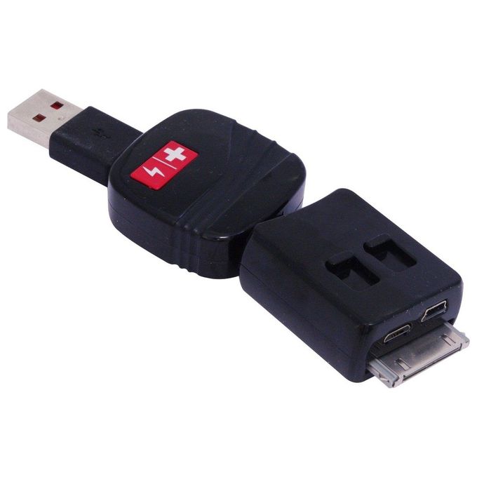 Swiss charger Cavo Ipod e Iphone Retrattile Cable 3-in-1 Micro Usb Mini Usb e 30pin