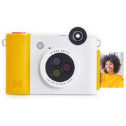 KODAK RODSMPCAMW Fotocamera Istantanea Digitale 2-in-1 con Stampa ZINK 2x3'' Bluetooth Obiettivo Rotante Filtri Speciali Slot microSD Batteria Ricaricabile colore Bianco