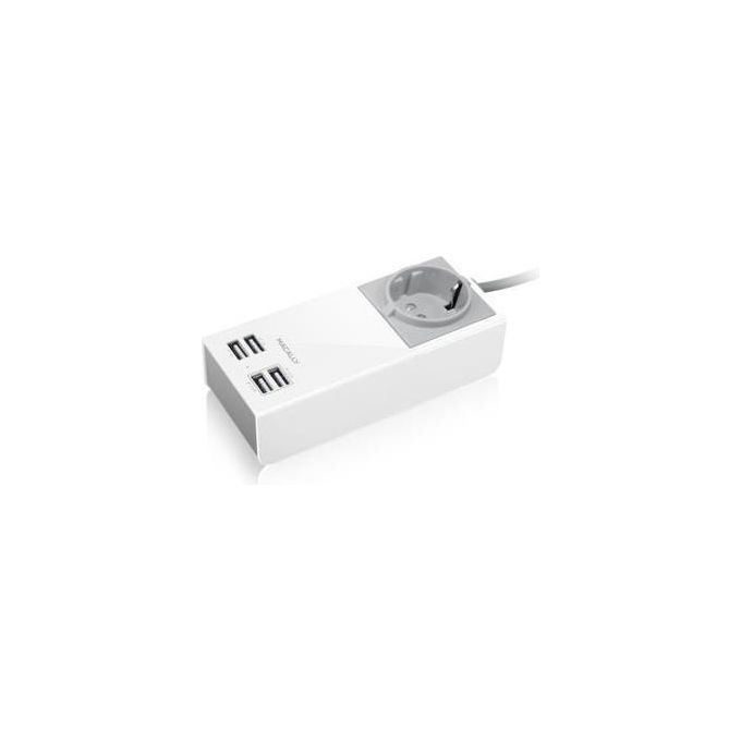 Macally Caricabatterie da muro multiplo con 4 porte USB per Smartphone e Tablet con 2 porte da 2,4Ah e 2 porte da 1Ah