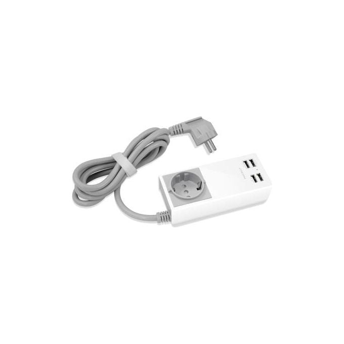 Macally Caricabatterie da muro multiplo con 4 porte USB per Smartphone e Tablet con 2 porte da 2,4Ah e 2 porte da 1Ah