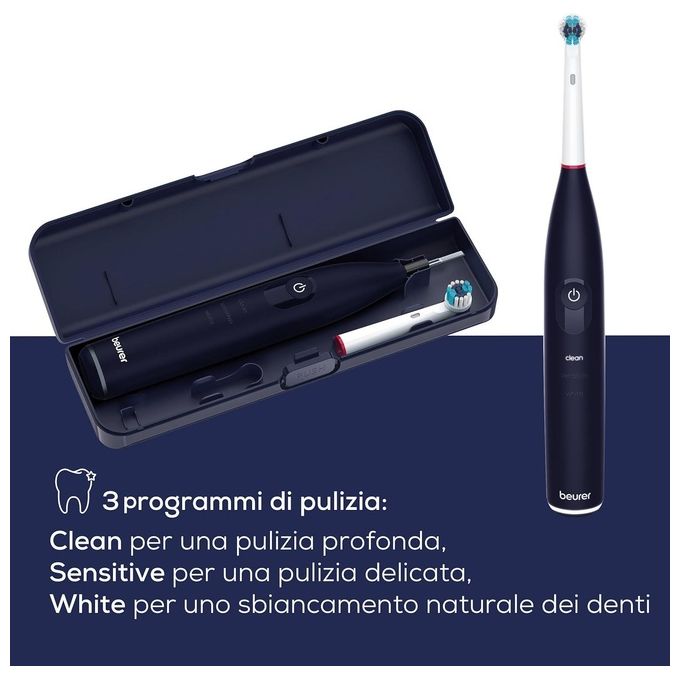 Beurer TB 50 Spazzolino elettrico oscillante 3D 3 modalita' timer 2 min autonomia 45 giorni sensore pressione colore Bianco