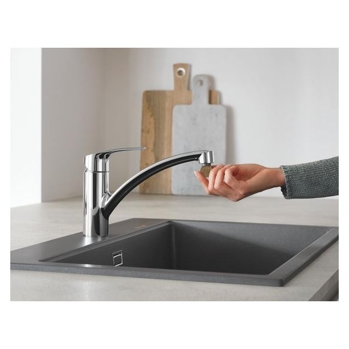 Grohe 33281003 Eurosmart Miscelatore Lavello Monocomando Canna Bassa Monoforo Ugello Girevole 140° SilkMove colore Cromo
