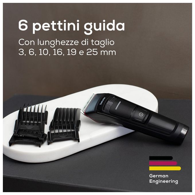 Beurer MN5X Tagliacapelli 6 Lunghezze di Taglio Lama Acciaio Inox 7 Accessori Autonomia 270 min colore Nero