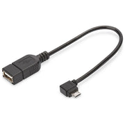 Digitus cavo adattatore usb 2.0 otg, connettori micro usb ''b'' maschio - usb ''a'' femmina, 20 cm con connettore 90 gradi