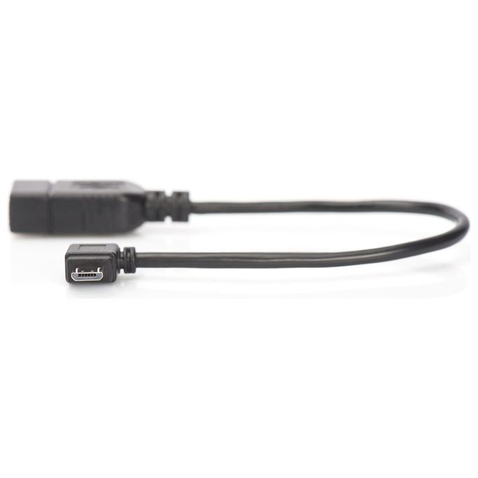 Digitus cavo adattatore usb 2.0 otg, connettori micro usb ''b'' maschio - usb ''a'' femmina, 20 cm con connettore 90 gradi
