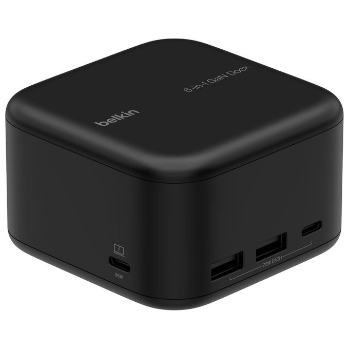 Belkin INC018VFBK USB-C 6IN1 CORE GAN DOCK Hub Docking Station con Alimentazione 96W HDMI 4K Ethernet Gigabit 5Gbps colore Nero